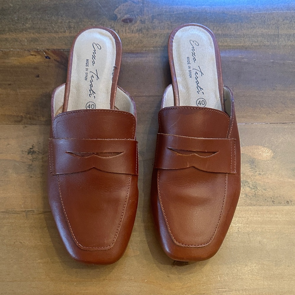 Enzo Tesoti Brown Leather Slip-On Loafers